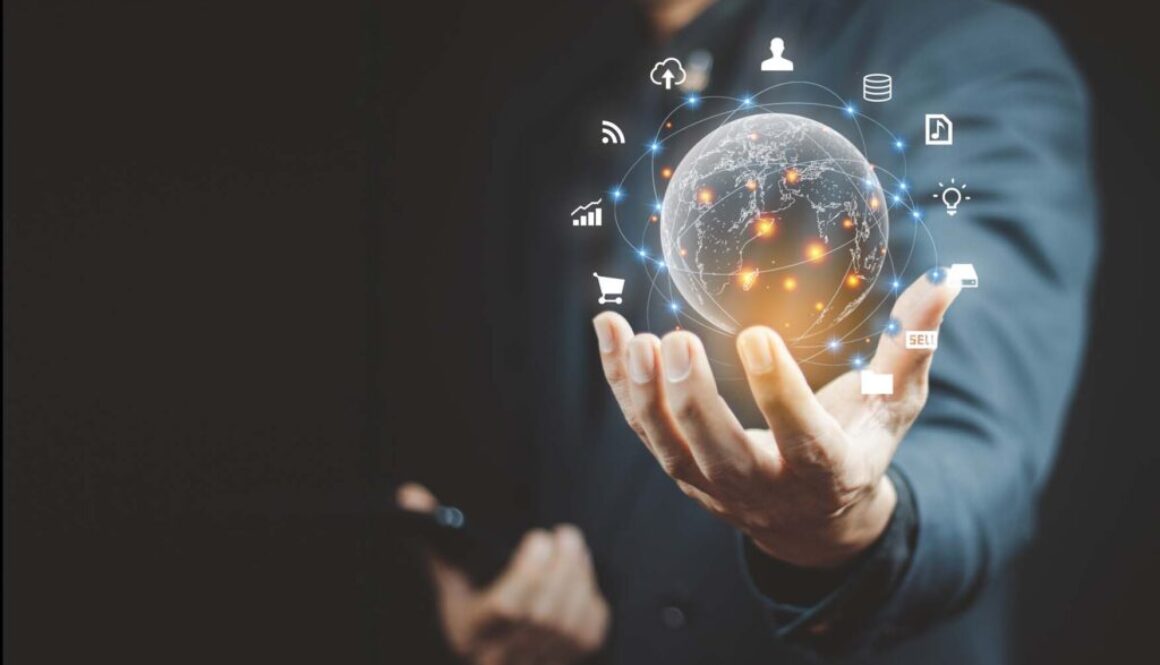 Businessmen use Internet connection technology and digital marke